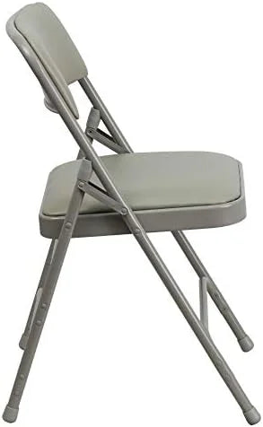 4 Pack  Series Curved Triple Braced & Double Hinged Gray Vinyl Metal Folding Chair