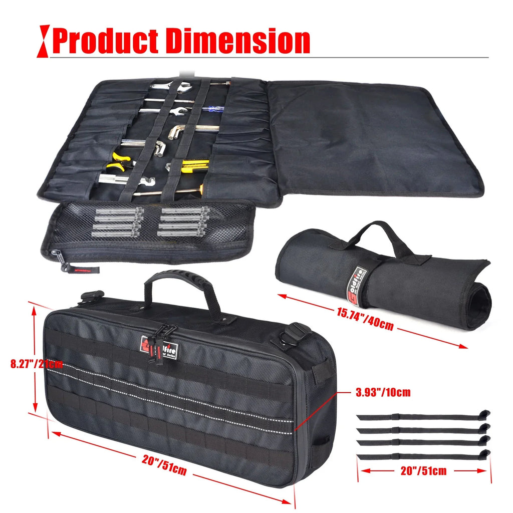 Universal Travel Tool Storage Kit Storage Bag with Portable Tool Roll Organizer Wrench Tool Pouch for   Car Truck