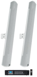 (2)  COL800- 32" White 70V Commercial Column Wall Mount Array Speakers+Amp